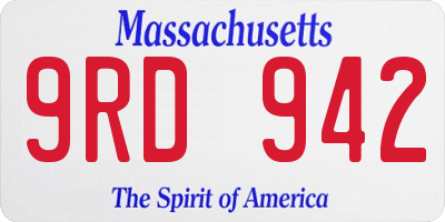 MA license plate 9RD942
