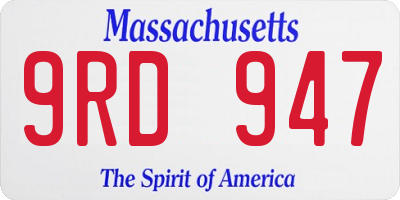 MA license plate 9RD947