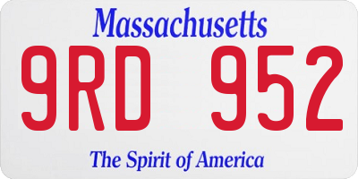 MA license plate 9RD952
