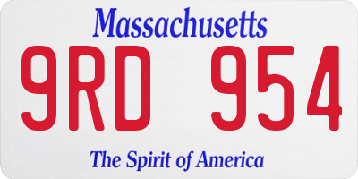 MA license plate 9RD954