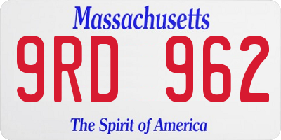 MA license plate 9RD962