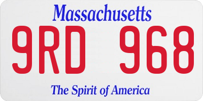 MA license plate 9RD968