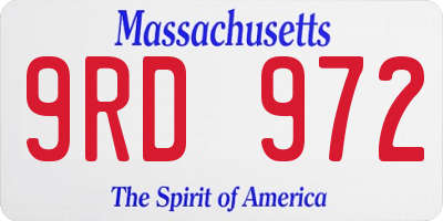 MA license plate 9RD972