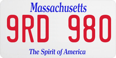 MA license plate 9RD980
