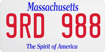 MA license plate 9RD988