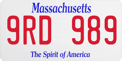 MA license plate 9RD989