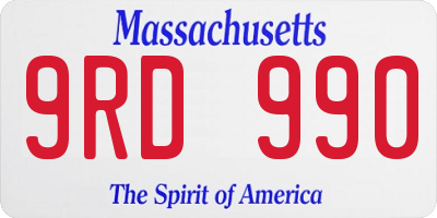 MA license plate 9RD990