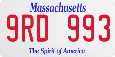MA license plate 9RD993