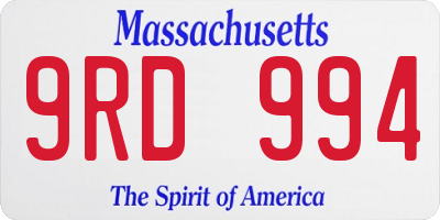 MA license plate 9RD994