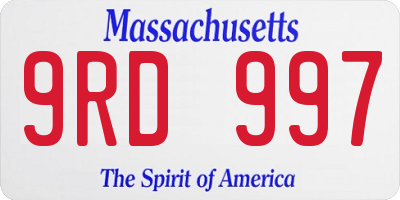 MA license plate 9RD997