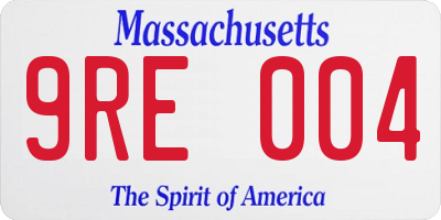 MA license plate 9RE004