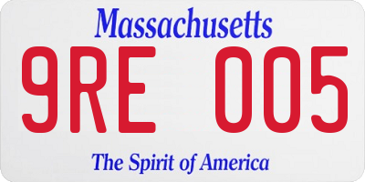 MA license plate 9RE005