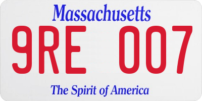 MA license plate 9RE007