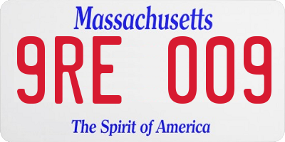 MA license plate 9RE009