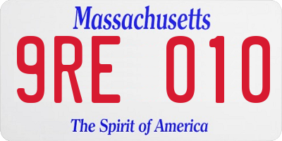 MA license plate 9RE010