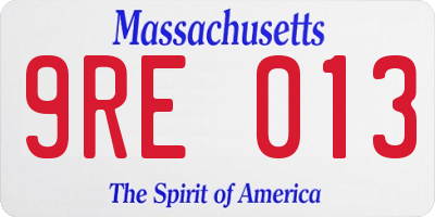 MA license plate 9RE013