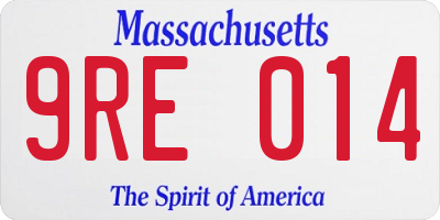 MA license plate 9RE014