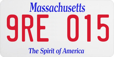 MA license plate 9RE015