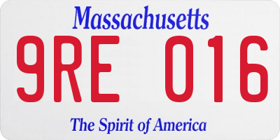 MA license plate 9RE016