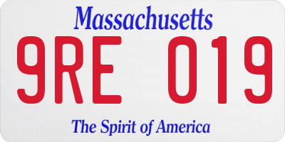 MA license plate 9RE019