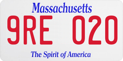 MA license plate 9RE020
