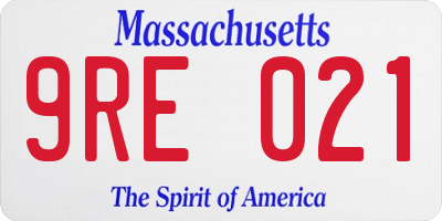 MA license plate 9RE021