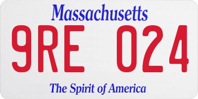 MA license plate 9RE024