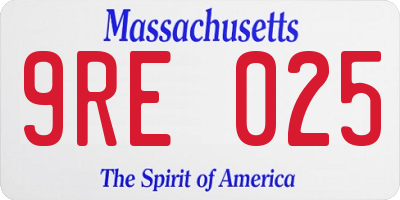 MA license plate 9RE025