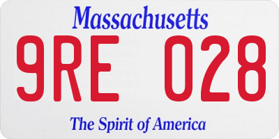 MA license plate 9RE028