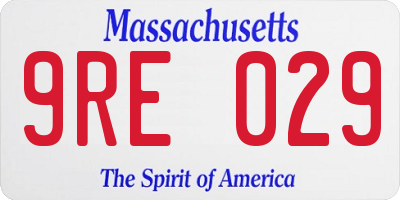 MA license plate 9RE029