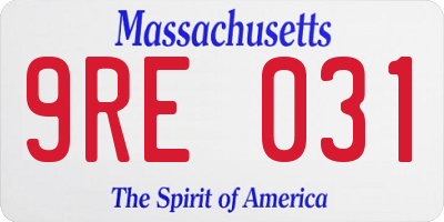 MA license plate 9RE031