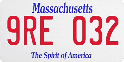 MA license plate 9RE032