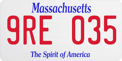 MA license plate 9RE035
