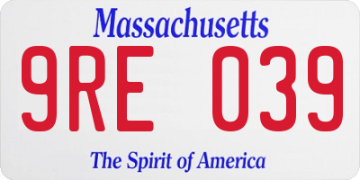 MA license plate 9RE039