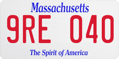 MA license plate 9RE040