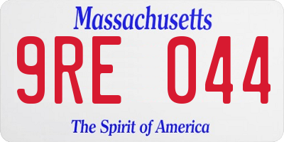 MA license plate 9RE044