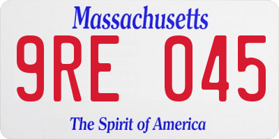 MA license plate 9RE045