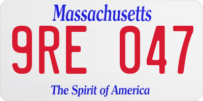 MA license plate 9RE047