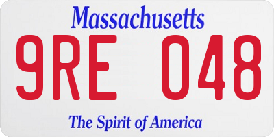 MA license plate 9RE048