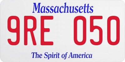 MA license plate 9RE050