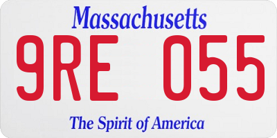 MA license plate 9RE055