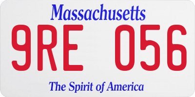 MA license plate 9RE056
