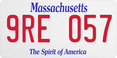 MA license plate 9RE057