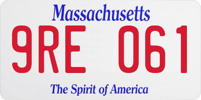 MA license plate 9RE061