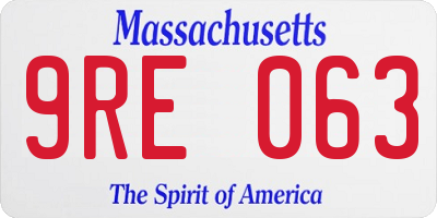 MA license plate 9RE063