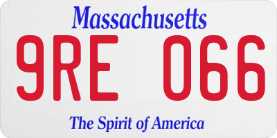 MA license plate 9RE066