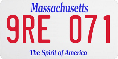 MA license plate 9RE071