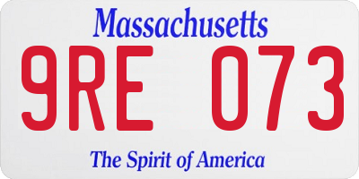 MA license plate 9RE073