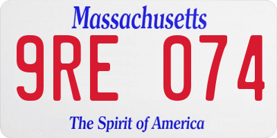 MA license plate 9RE074