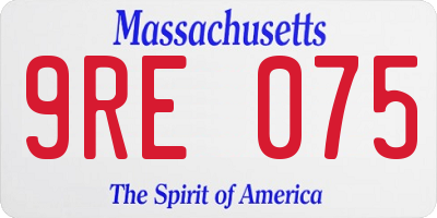 MA license plate 9RE075